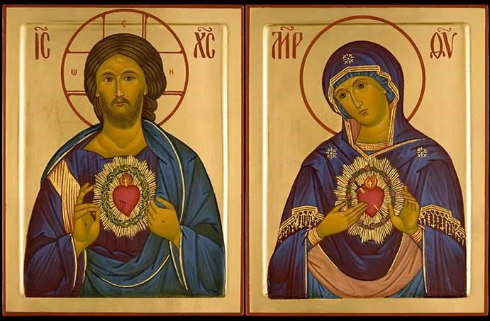 Icon Desgined by Marek Czarnecki The Sacred Heart and the Immaculate Heart of Mary