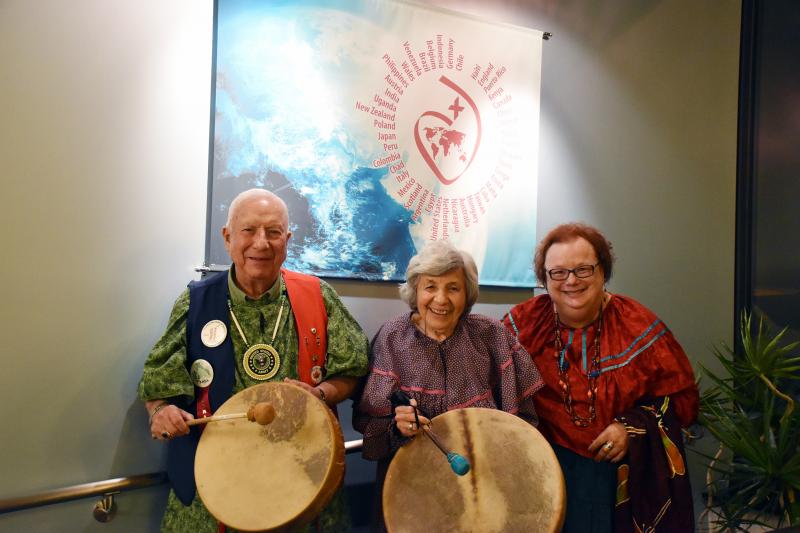 Robert Pearl, Sister Virginia Pearl, CSJ, and Janet Pearl, members of the Citizen Potawatomi Nation, 2016 Robert Pearl, Sister Virginia Pearl, CSJ, and Janet Pearl, members of the Citizen Potawatomi Nation, 2016