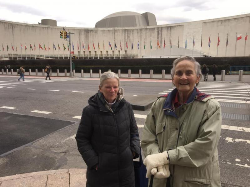 Helen O’Regan, RSCJ (left) and Constance Dryden, RSCJ (right) outside of the U.N. headquarters Helen O’Regan, RSCJ (left) and Constance Dryden, RSCJ (right) outside of the U.N. headquarters