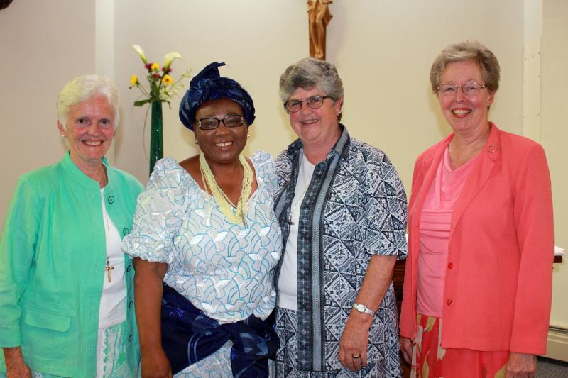Novice Evelyn Oluoha is joined by Novice Mistress Donna Dolan, Provincial Barbara Dawson and Provincial Team Member Sheila Hammond