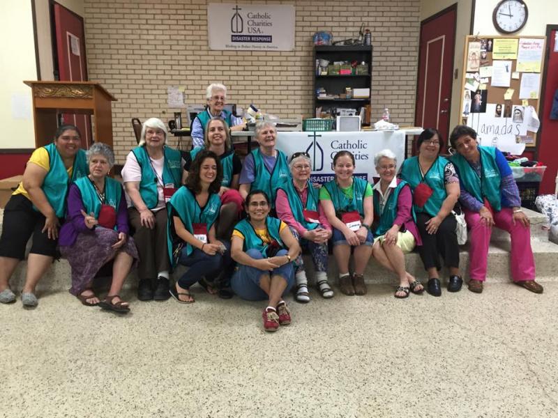 The group at the offices of Catholic Charities