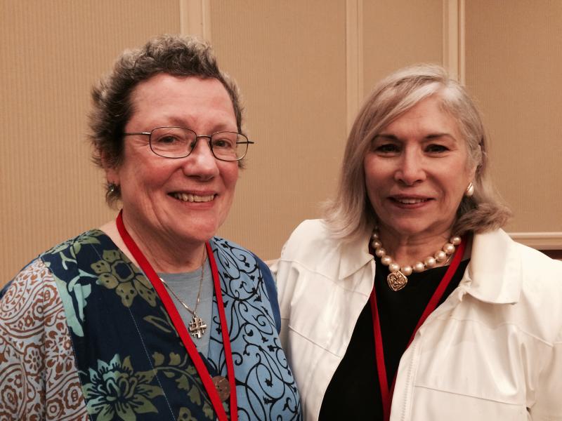 Outgoing AASH president Alice Burns (left) with new president Mary Forsyth