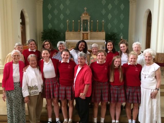 Celebrating Omaha Duchesne Student Council and Sisters of the Society of the Sacred Heart