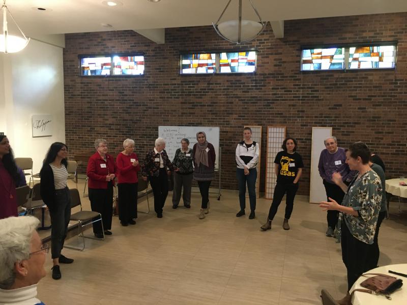 Sisters from several congregations, including RSCJ, gather with young women at the Stuart Center Sisters from several congregations, including RSCJ, gather with young women at the Stuart Center