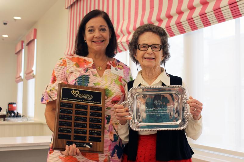 Sister McKinlay receives the St. Madeline Sophie Barat Award from Beth Talbot Dienes '79, Rosary Sacred Heart Alumnae Association President Sister McKinlay receives the St. Madeline Sophie Barat Award from Beth Talbot Dienes '79, Rosary Sacred Heart Alumnae Association President