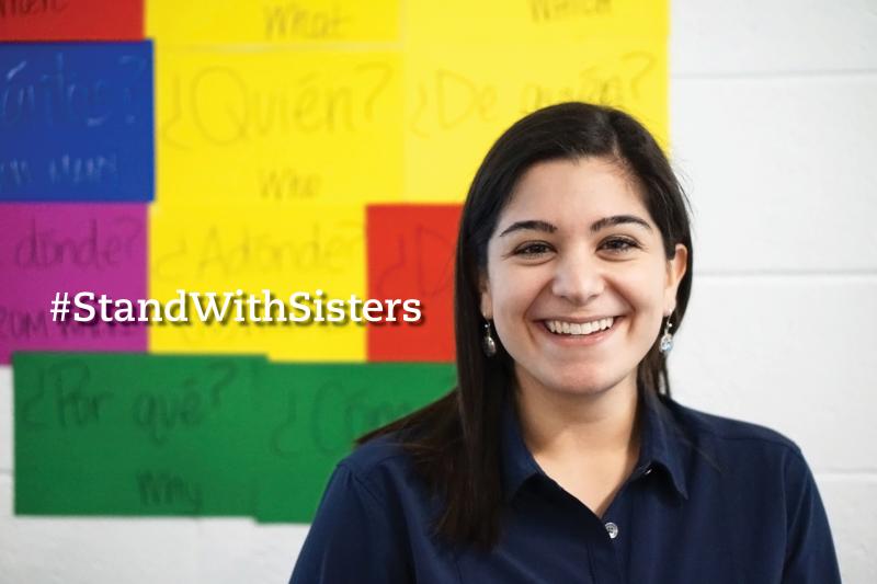 Ani stands with sisters Ani stands with sisters