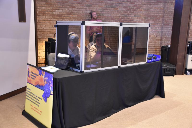 Translators booth at Frontiers Conference Translators booth at Frontiers Conference