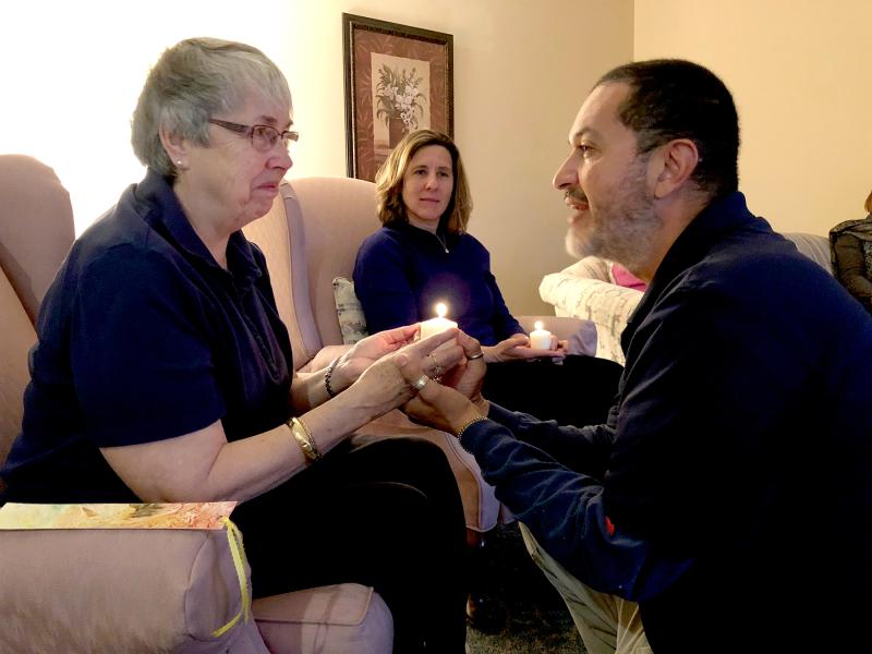 A moment of deep sharing during our 2018 November gathering of the USC Associate Leadership Team. L-R: Peggy Gorman, Angela Lagrange Scott, Sergio Vasquez A moment of deep sharing during our 2018 November gathering of the USC Associate Leadership Team. L-R: Peggy Gorman, Angela Lagrange Scott, Sergio Vasquez